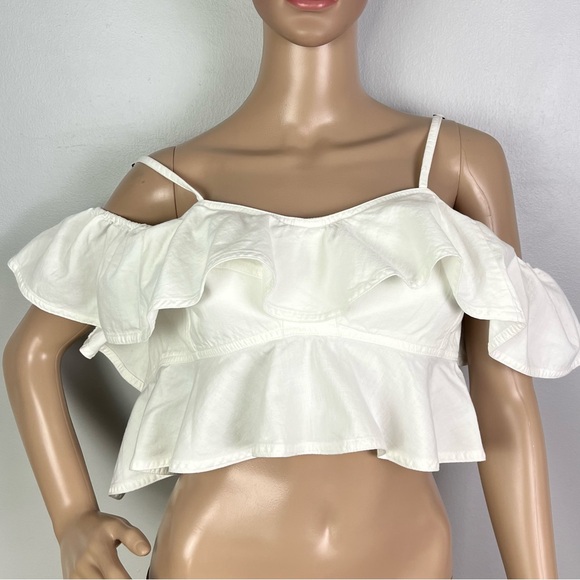 ISABEL MARANT ETOILE REVOLVE WHITE COLD-SHOULDER CROP TOP - Picture 2 of 13